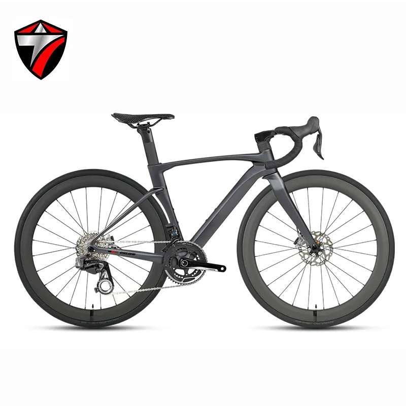 Dark gray Twitter Cyclone 3rd EVO road bike shown from the drive side