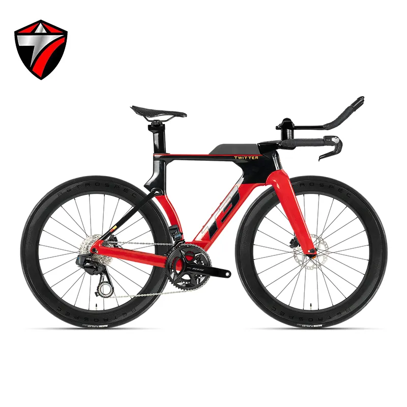 Black and red Twitter T3 TT bike with WheelTop EVO electronic shifting